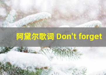 阿黛尔歌词 Don't forget